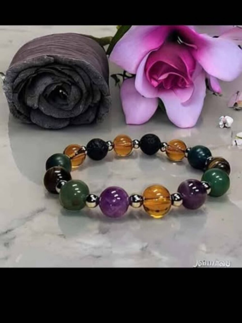 Handcrafted Abundance & Balance crystal 10mm bracelet